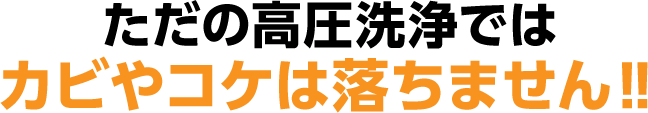 ただの高圧洗浄ではカビやコケは落ちません‼
