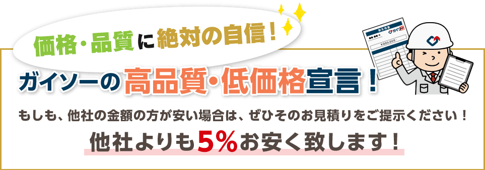 ガイソーの高品質・低価格宣言!